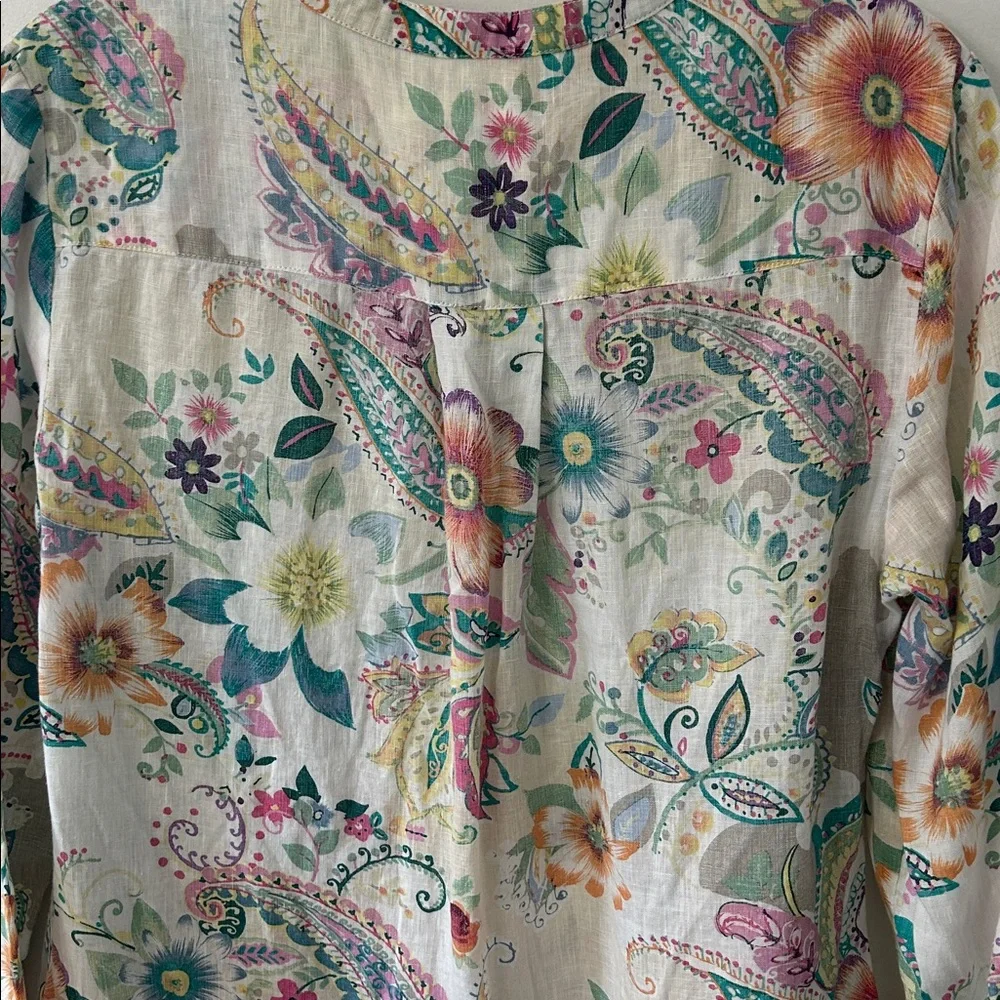 Malvin Tunic Women’s Large I Love Linen Floral Coastal Resortwear Beach Spring - Picture 7 of 12